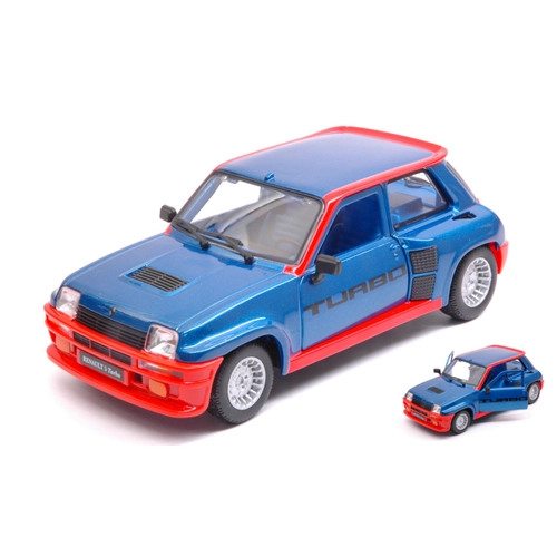 RENAULT 5 RURBO 1982 BLUE/RED 1:24 Burago Auto Stradali Modellino