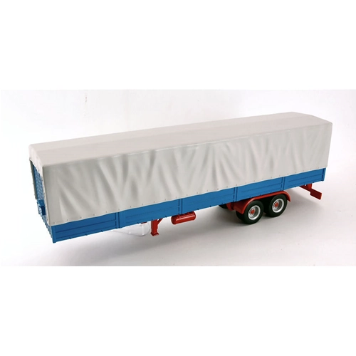 AUFLIEGER CAMION TRAILER WITH CANVAS COVER GREY/LIGHT BLUE 1:43 Ixo Model Camion Modellino