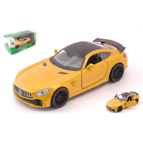 MERCEDES AMG GT-R 2017 METALLIC YELLOW SCALA 1:34-39 cm 11 Welly Auto Stradali Modellino