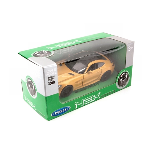 MERCEDES AMG GT-R 2017 METALLIC YELLOW SCALA 1:34-39 cm 11 Welly Auto Stradali Modellino