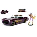 BATGIRL WITH 1957 CHEVY CORVETTE VIOLET/BRONZE 1:24 Jada Toys Movie Modellino