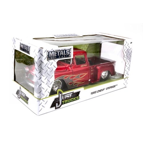 CHEVY STEPSIDE 1955 METALLIC RED WITH FLAMES 1:24 Jada Toys Tuning Modellino