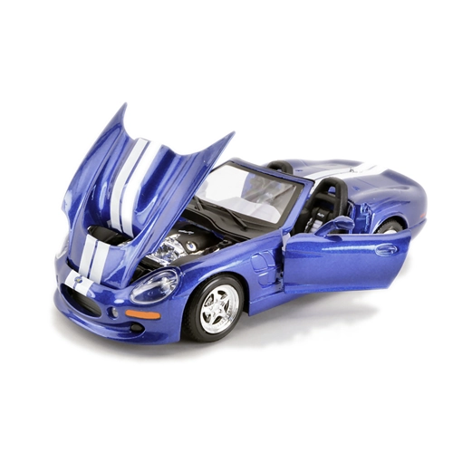 SHELBY SERIES ONE CABRIOLET 1999 BLUE WITH WHITE STRIPES 1:24 Maisto Auto Stradali Modellino