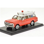 CHEVROLET SUBURBAN AMBULANCE RED/WHITE 1970 HILLSIDE FIRE DEPARTMENT 1:43 Neo Scale Models Pompieri Modellino