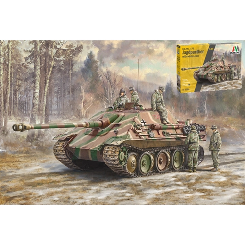 SD.KFZ.173 JAGDPANTHER WITH CREW KIT 1:35 Italeri Kit Mezzi Militari Modellino