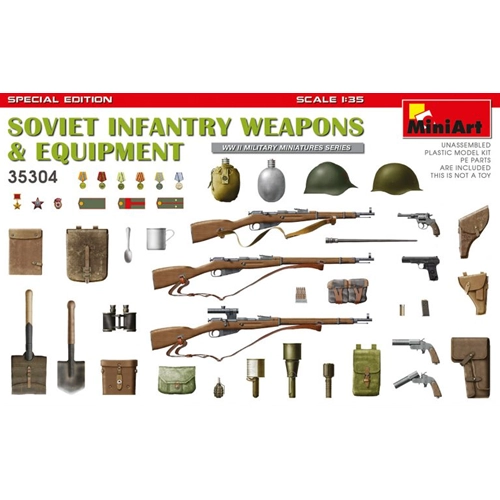 SOVIET INFANTRY WEAPONS AND EQUIPMENT KIT 1:35 Miniart Kit Figure Militari Modellino