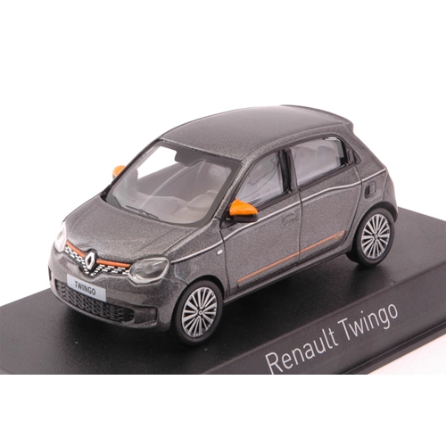 RENAULT TWINGO 2019 LUNAIRE GREY & ORANGE DECO 1:43 Norev Auto Stradali Modellino