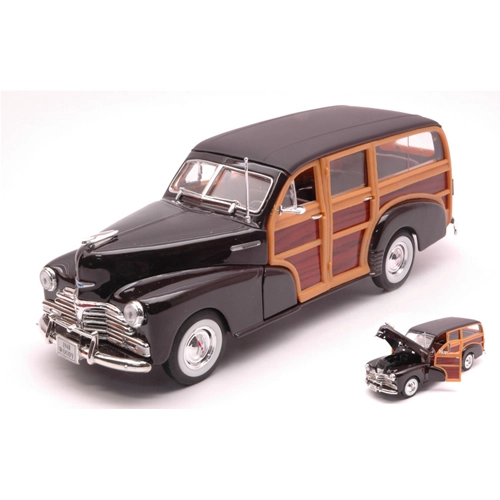 CHEVROLET FLEETMASTER 1948 DARK BROWN/WOOD 1:24 Welly Auto Stradali Modellino