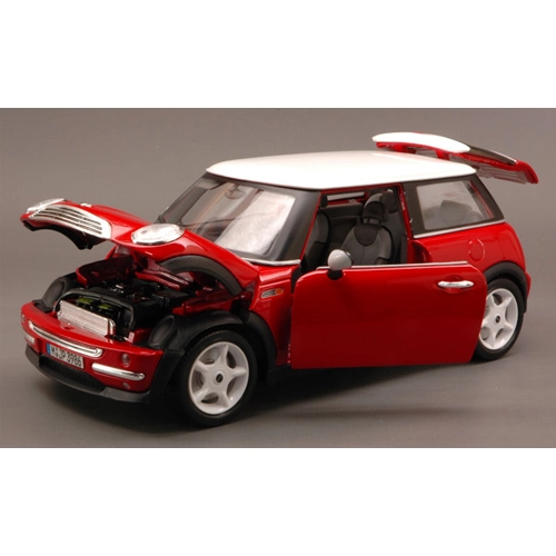 NEW MINI COOPER 2001 RED WITH WHITE ROOF 1:18 Burago Auto Stradali Modellino