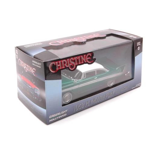 PLYMOUTH FURY 1958 CHRISTINE 1983 RED WITH WHITE ROOF GREEN VERSION 1:43 Greenlight Movie Modellino