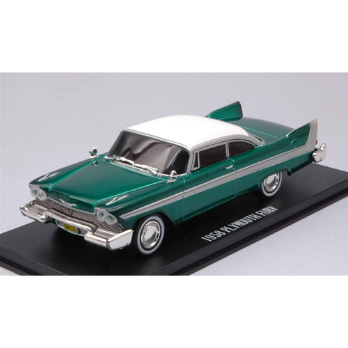 PLYMOUTH FURY 1958 CHRISTINE 1983 RED WITH WHITE ROOF GREEN VERSION 1:43 Greenlight Movie Modellino