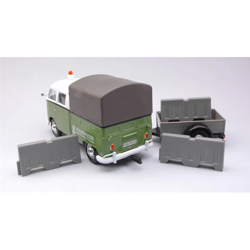 VW T2 PICK UP ROAD MAINTENANCE TRAILER GREEN/WHITE 1:24 MotorMax Veicoli Commerciali Modellino