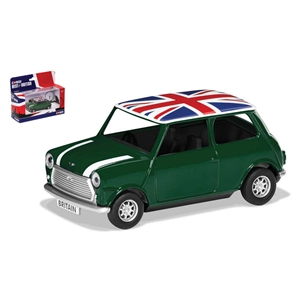 MINI COOPER 1300 1970 BEST OF BRITISH GREEN WHITE UK FLAG 1:36 Corgi Auto Stradali Modellino