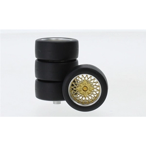 SET 4 GOMME CON CERCHI BBS TUNING GOLD 1:18 Neo Scale Models Art.Vari Modellino