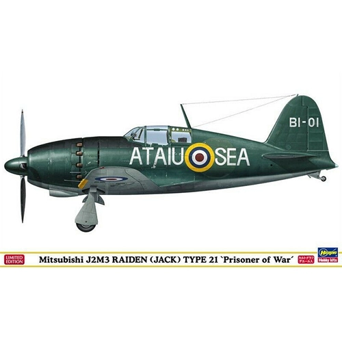 MITSUBISHI J2M3 RAIDEN TYPE 21 "PRISONER OF WAR" KIT 1:48 Hasegawa Kit Aerei Modellino