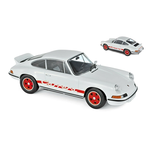 PORSCHE 911 RS 1973 WHITE WITH RED DECO 1:18 Norev Auto Stradali Modellino