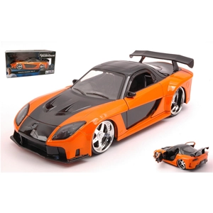 HAN'S MAZA RX-7 1993 ORANGE/BLACK FAST & FURIOUS III TOKYO DRIFT (2006) 1:24 Jada Toys Movie Modellino