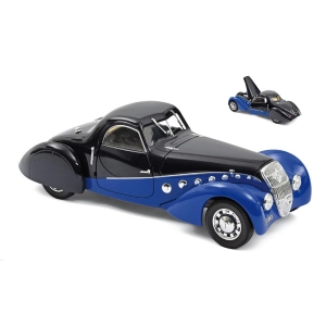 PEUGEOT 302 DARL MAT COUPE 1937 DARK & CLEAR BLUE 1:18 Norev Auto d'Epoca Modellino