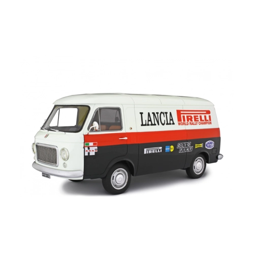 FIAT 238 VAN ASSISTANCE LANCIA RALLY 1970 BLACK/WHITE/RED 1:18 Laudo Racing Camion Modellino
