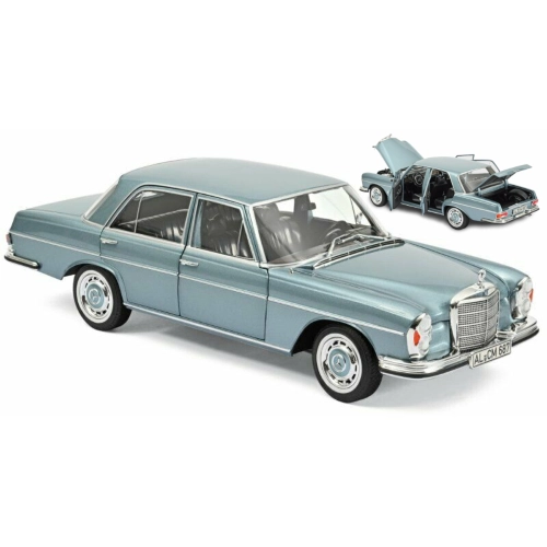MERCEDES 280 SE 1968 LIGHT BLUE METALLIC 1:18 Norev Auto Stradali Modellino