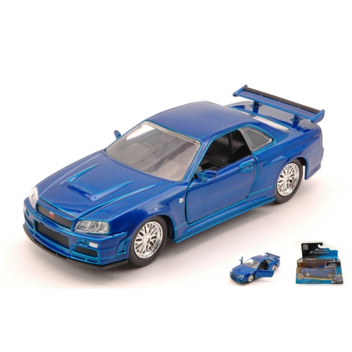 NISSAN BRIAN'S SKYLINE GT-R (R-34) 2007 FAST & FURIOUS 7 METALLIC BLUE 1:32 Jada Toys Movie Modellino