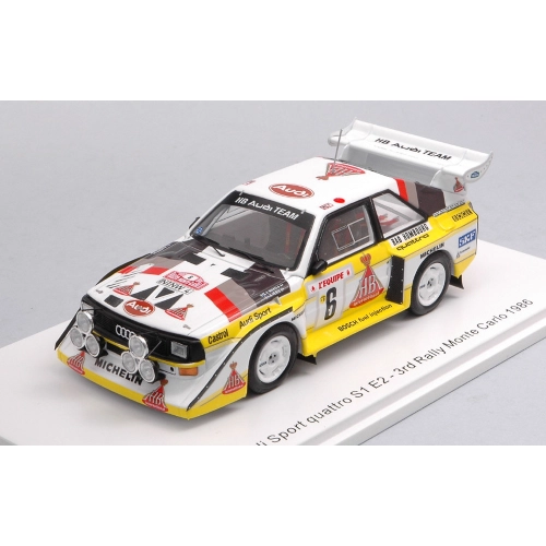 AUDI SPORT QUATTRO S1 E2 N.6 3rd MONTE CARLO 1986 MIKKOLA-HERTZ 1:43 Spark Model Auto Rally Modellino