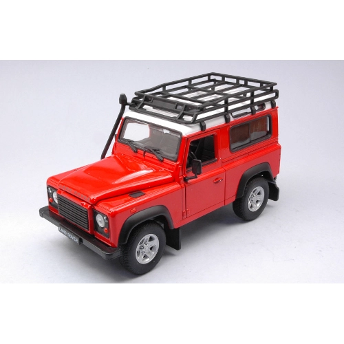 LAND ROVER DEFENDER OFF ROAD 1984 WITH ROOF RACK RED WHITE 1:24 Welly Auto Stradali Modellino