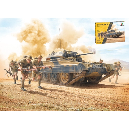 CRUSADER Mk.II WITH 8th ARMY INFANTRY KIT 1:35 Italeri Kit Mezzi Militari Modellino