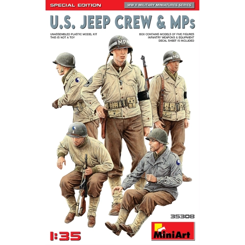 U.S.JEEP CREW & MPs SPECIAL EDITION KIT 1:35 Miniart Kit Figure Militari Modellino