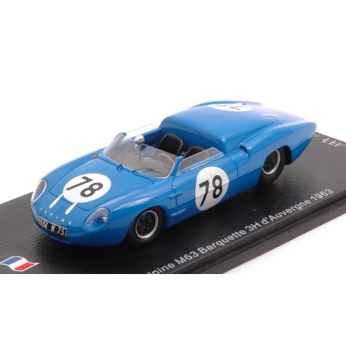 ALPINE M63 BARQUETTE N.78 3H D'AUVERGNE 1963 J.ROSINSKI 1:43 Spark Model Auto Competizione Modellino
