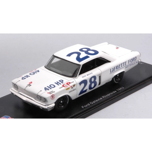 FORD GALAXIE N.28 RIVERSIDE 1963 KEN MILES 1:43 Spark Model Auto Competizione Modellino