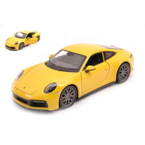 PORSCHE 911 CARRERA 4S 2019 YELLOW 1:24 Welly Auto Stradali Modellino