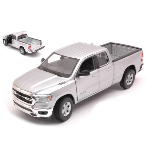 DODGE RAM 1500 DOUBLE CABINE PICK-UP 2019 SILVER 1:27 Welly Auto Stradali Modellino