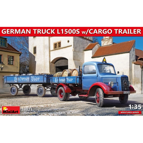 GERMAN TRUCK L1500S WITH CARGO TRAILER KIT 1:35 Miniart Kit Mezzi Militari Modellino