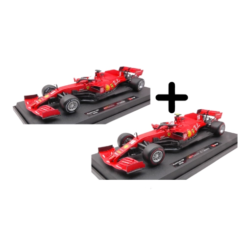 FERRARI F1 SF1000 N.16 CHARLES LECLERC 2020 + FERRARI SF1000 N.5 SEBASTIAN VETTEL 2020 1:18 Burago Formula 1 Modellino