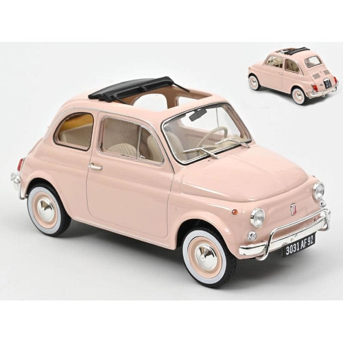 FIAT 500 L 1968 PINK WITH SPECIAL BIRTH PACK 1:18 Norev Auto Stradali Modellino