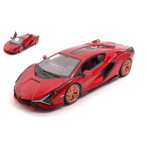 LAMBORGHINI SIAN FKP 37 HYBRID 2020 METALLIC RED 1:24 Burago Auto Stradali Modellino