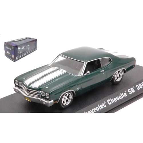 CHEVROLET CHEVELLE SS 396 1970 "JOHN WICK" GREEN WHITE STRIPES 1:43 Greenlight Auto Stradali Modellino