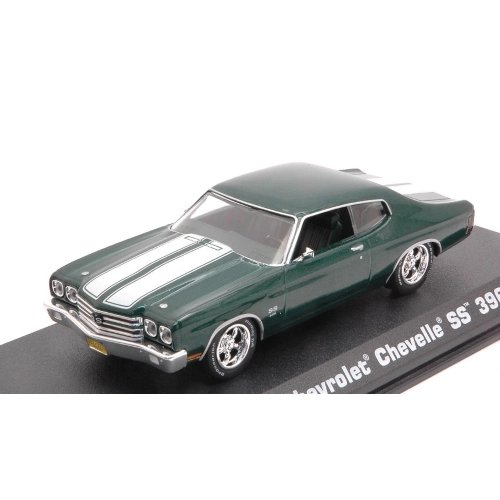 CHEVROLET CHEVELLE SS 396 1970 "JOHN WICK" GREEN WHITE STRIPES 1:43 Greenlight Auto Stradali Modellino