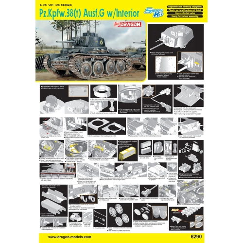 PZ.KPFW.38(t) AUSF.G W/INTERIOR KIT 1:35 Dragon Kit Mezzi Militari Modellino