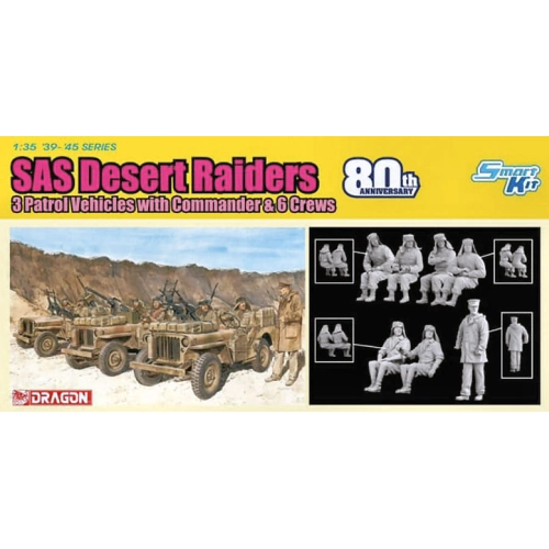 SAS 4x4 TRUCK UNIT W/COMMANDER AND CREWS SAS 80th ANNIVERSARY KIT 1:35 Dragon Kit Mezzi Militari Modellino