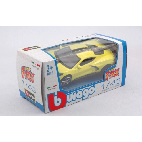 CHEVROLET CORVETTE STINGRAY COUPE' 2020 YELLOW 1:43 Burago Auto Stradali Modellino