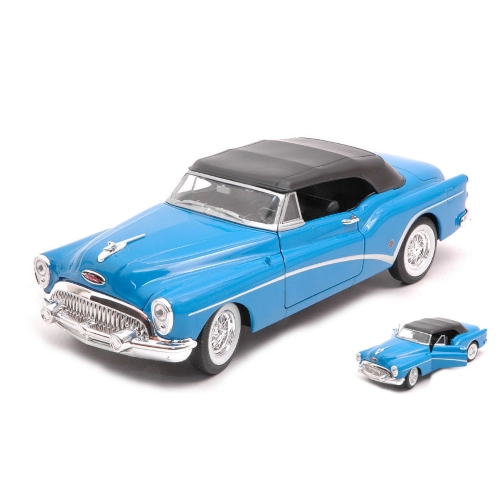 BUICK SKYLARK CABRIOLET 1953 WITH CLOSED CANOPY BLUE 1:24 Welly Auto Stradali Modellino