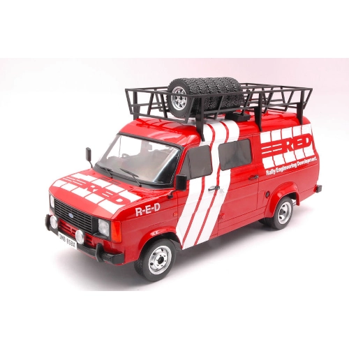 FORD TRANSIT MK II RED RALLY ENGINEERING DEVELOPMENT 1985 ASSISTANCE 1:18 Ixo Model Auto Rally Modellino