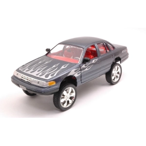 FORD CROWN VICTORIA 1998 GREY METALLIC WITH FLAMES 1:24 MotorMax Tuning Modellino