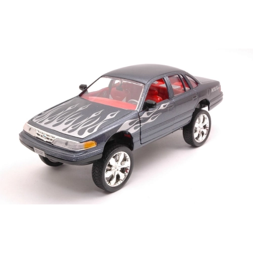 FORD CROWN VICTORIA 1998 GREY METALLIC WITH FLAMES 1:24 MotorMax Tuning Modellino