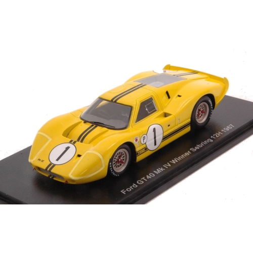 FORD GT40 MK IV N.1 WINNER 12 H SEBRING 1967 M.ANDRETTI-B.MC LAREN 1:43 Spark Model Auto Competizione Modellino