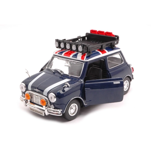 MINI COOPER CLASSIC 1961 WITH ROOF RACK BULE/WHITE/RED 1:18 MotorMax Auto Stradali Modellino