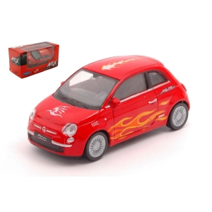 FIAT 500 2007 RED WITH DECO 1:43 Welly Auto Stradali Modellino