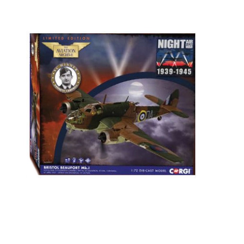 BRISTOL BEAUFORT MK1 KENNET CAMPBELL RAF SQUADRON 6th APRIL 1941 1:72 Corgi Aerei Modellino